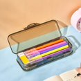 thumbnail image 4 of Plastic Pencil Box, Large Capacity Pencil Boxes 2 Compartments, Hard Pencil Case with Snap-tight Lid, Plastic Storage Organizer Box for Art Supply (Khaki, 1 Pack), 4 of 8