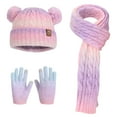 thumbnail image 3 of Gubotare Boys Winter Hat and Gloves Set Kids Winter Pom Beanie Hat Scarf Gloves Set,Toddler Girls Boys Warm Knitted Fleece Lining Woollen Cap (Purple,One Size), 3 of 9