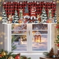 thumbnail image 5 of Christmas Gnome Valances for Windows, 54 x 18in, Squirrel Cat Xmas Tree Snowflake Red Plaid Rod Pocket Kitchen Valance Curtain Light Filtering Window Treatments for Living Room Bedroom, 1 Panel, 5 of 7