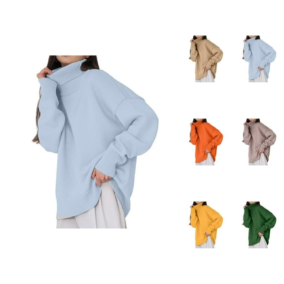 Sweaters for Women 2025 Oversized Long Sleeve Turtleneck Fall Winter Casual Knit Jumper Top Womens Pullover Sweaters