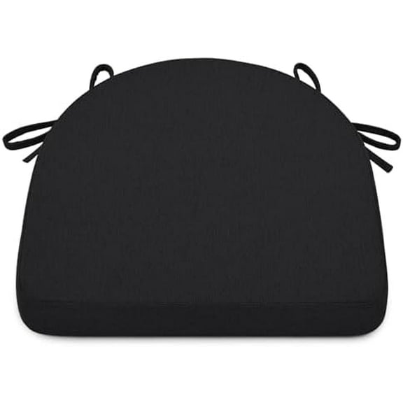 Kitchen Chair Cushions, Non-Slip Dining Chair Cushions with Ties and Machine Washable Cover, 17 x 16.5 x 2in, Black