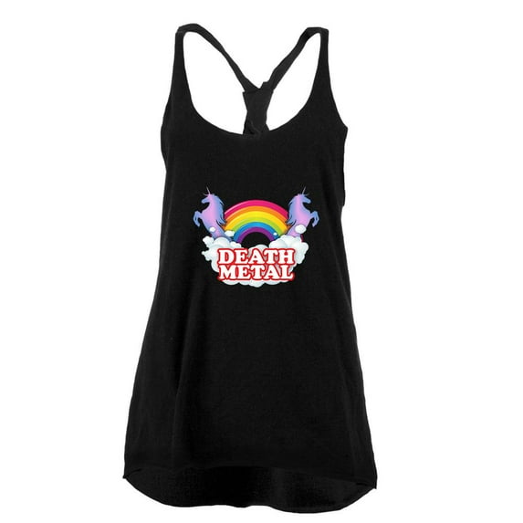 Death Metal Rainbow Juniors Twist Tank Top Black MD