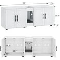 thumbnail image 2 of Cat Litter Box Enclosure for 2 Cats, 55" Hiddden Litter Box Enclosure Furniture with Barn Door & Double Rooms, 3-in-1 Wooden Litter Cabinet for Bedroom Living Room - White, 2 of 8