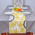thumbnail image 4 of Table Runner Dresser Scarves 120 Inch Long, Rustic Yellow Black Sunflowers Flower Linen Dining Table Runners White Line Stripe Petal Tabletop Scarf for Wedding Holiday Party Kitchen, 4 of 7