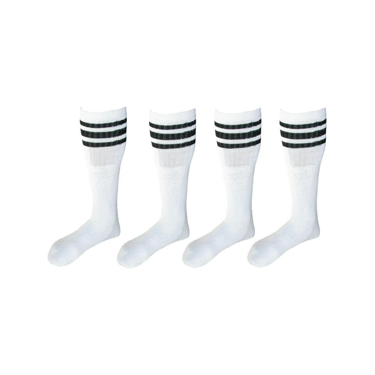 CTM Striped Top Ribbed Tube Socks (4 Pair Pack)