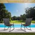 thumbnail image 6 of Walsunny Outdoor Patio Chairs Set of 2 Rockers Metal Rocking Chairs Furniture for Porch Backyard Lawn Garden,Black, 6 of 8