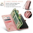 thumbnail image 4 of For Samsung Galaxy S20 Wallet Case,Multi-Functional Retro Leather Purse Flip Cover Zipper Wallet Case with Removable Card Slots Pocket & Detachable Wrist Strap Magnetic Phone Case, Pink, 4 of 9