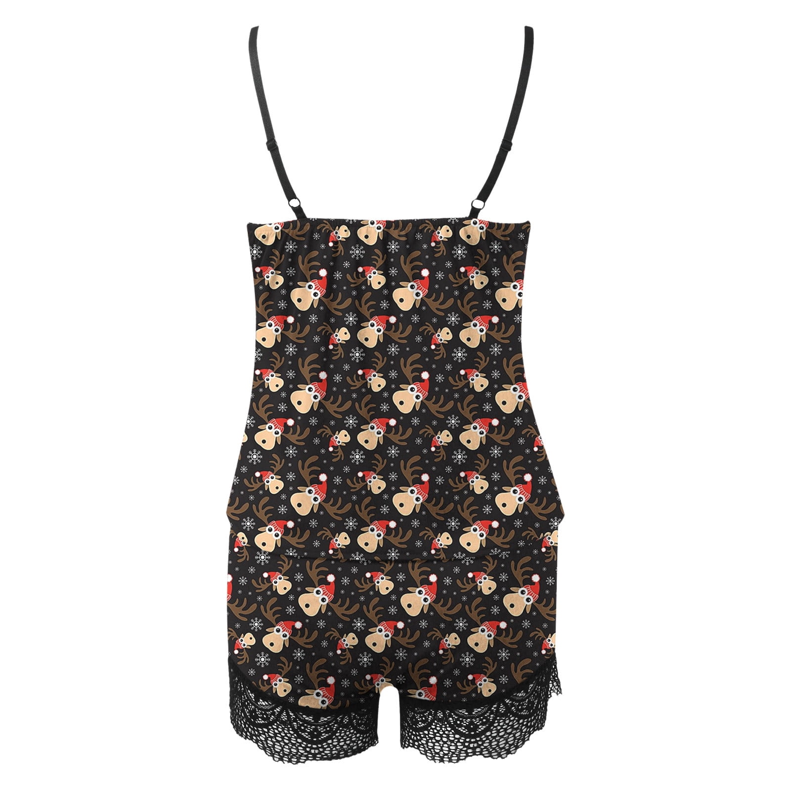 BONIXOOM Matching Christmas Pajamas For Couples Womens Christmas Pajamas Loungewear Drawstring Sleeveless Printed Sleepwear Sets Brown XL
