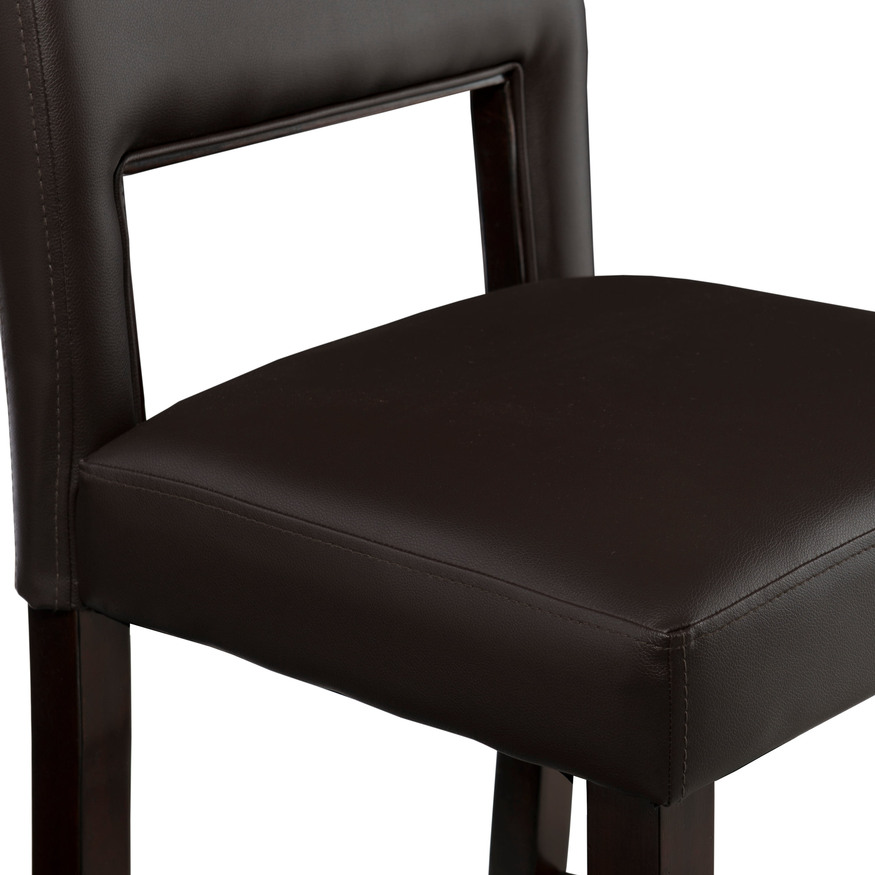 Linon Jevon 24" Indoor Wood Counter Stool, Dark Brown Faux Leather