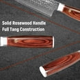 thumbnail image 5 of KEGANI 8" Damascus Japanese Knife - 67 Layers 10Cr15CoMoV Chef Knife Hammered Texture Damascus Knife - FullTang Rose Wood Handle Chefs Knife with Gift Box＆Sheath, 5 of 7