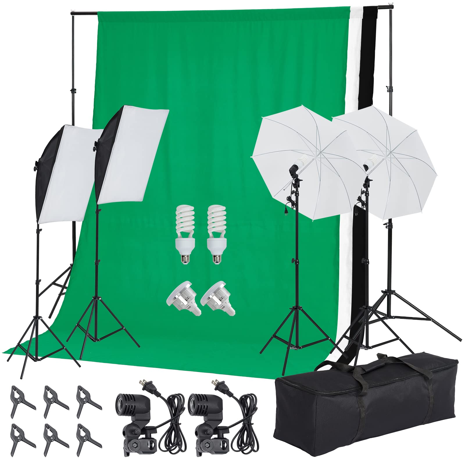 Photography Lighting kit with Backdrops, 8.5ftx10ft Backdrop Stand, 4