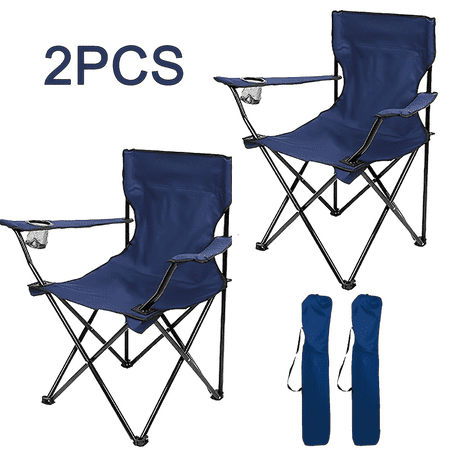 2 Pcs Outdoor Foldable Camping Chair With Storage Bags Suitable For Courtyard BBQ Party Camping & Outside Events Supplies Garden Chairs Summer Go-out Essentials Summer Vacation Supply Navy