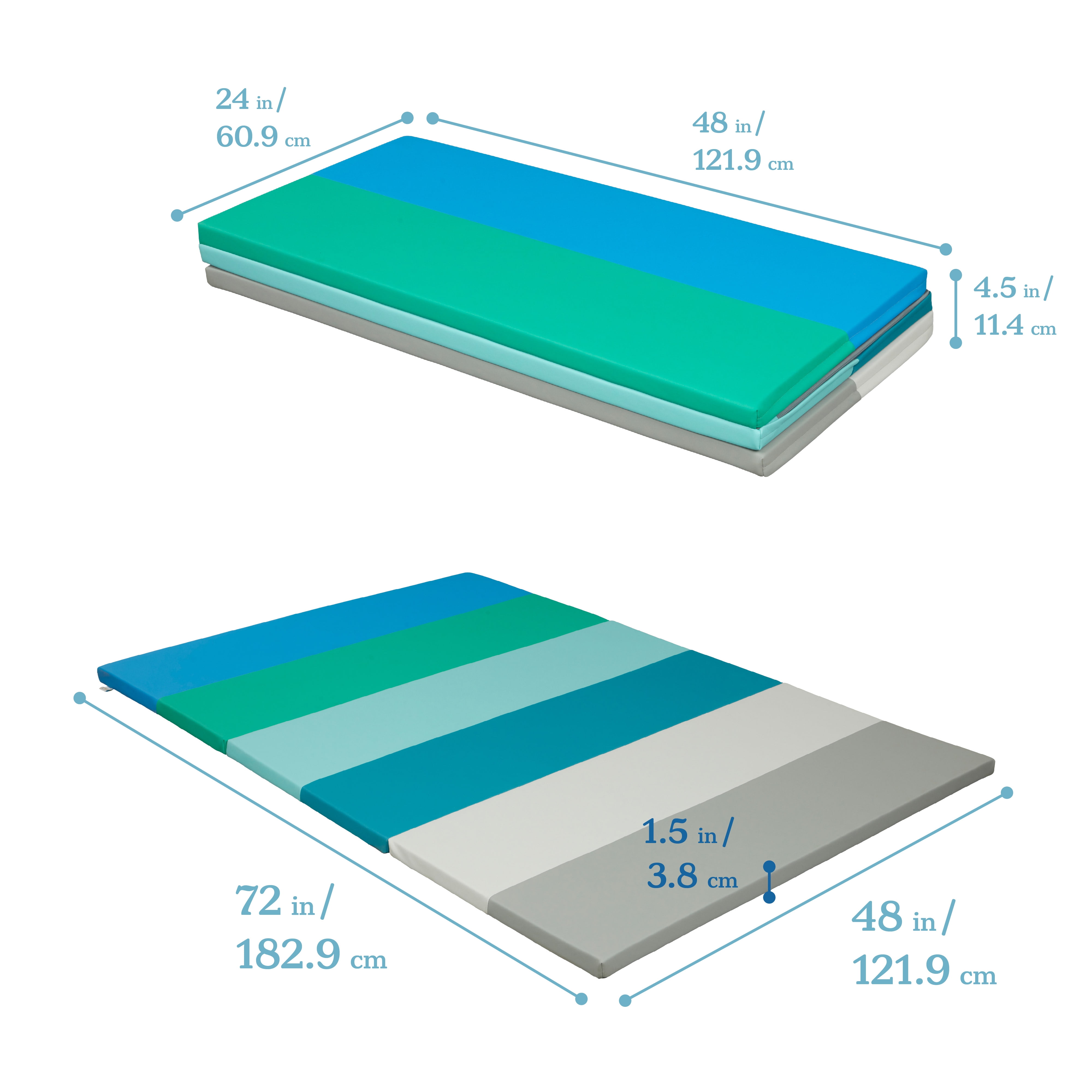 ECR4Kids SoftZone 6-Section Rainbow Runway Activity Mat, Folding Playmat, Contemporary