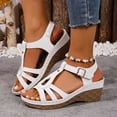 thumbnail image 2 of Wedge Sandals For Women Wide Width Comfortable Open Toe Ankle Strap Platform Low Heel Summer Casual Walking Shoes, 2 of 9