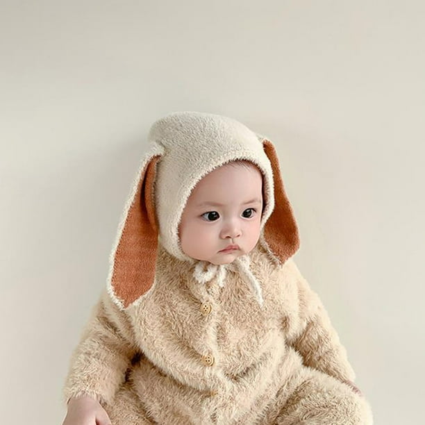 Sunloudy Baby Boys Girls Bonnet Hat Cute Fuzzy Bunny Ears Hat Lovely Infant Earflap Beanie Cap with Chin Straps Walmart