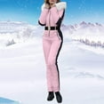 thumbnail image 3 of Traje de esquí de invierno para mujer, impermeable, cálido, para nieve, ropa deportiva para exteriores, snowboard, mono de esquí de una pieza con cuello de piel, 3 of 5
