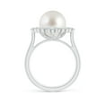 thumbnail image 2 of Angara South Sea Cultured Pearl Cushion Halo Engagement Ring in 14K White Gold for Women | June Birthstone Jewelry for Her, 2 of 8