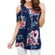 thumbnail image 1 of Sonducket Camiseta de mujer Top con estampado bohemio Top con estampado en frío Blusa de manga corta con hombros descubiertos Prendas para la parte del cuerpo Azul marino XXL, 1 of 6