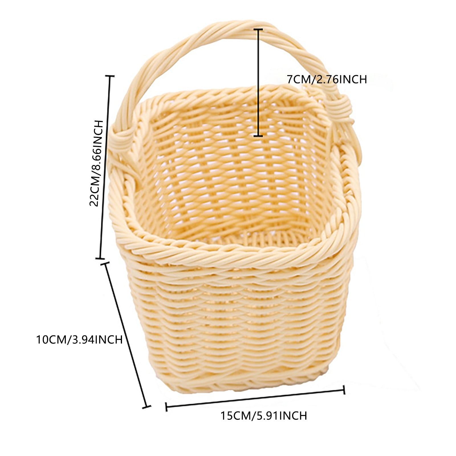 Rattan Storage Baskets, Wicker Baskets for Organizing, Hand Woven Fruit Basket, Decorative Baskets for Kitchen Counter, Living Room, Bathroom, 1 Pcs, 8.66x5.91x3.94"