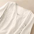 thumbnail image 6 of Women's Cotton Linen Short Sleeve Button Shirt Embroidered Casual Top, 6 of 9