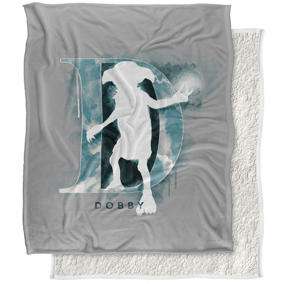 Harry Potter Blanket, 50"x60", Dobby Watercolor Silky Touch Sherpa Back Super Soft Throw Blanket