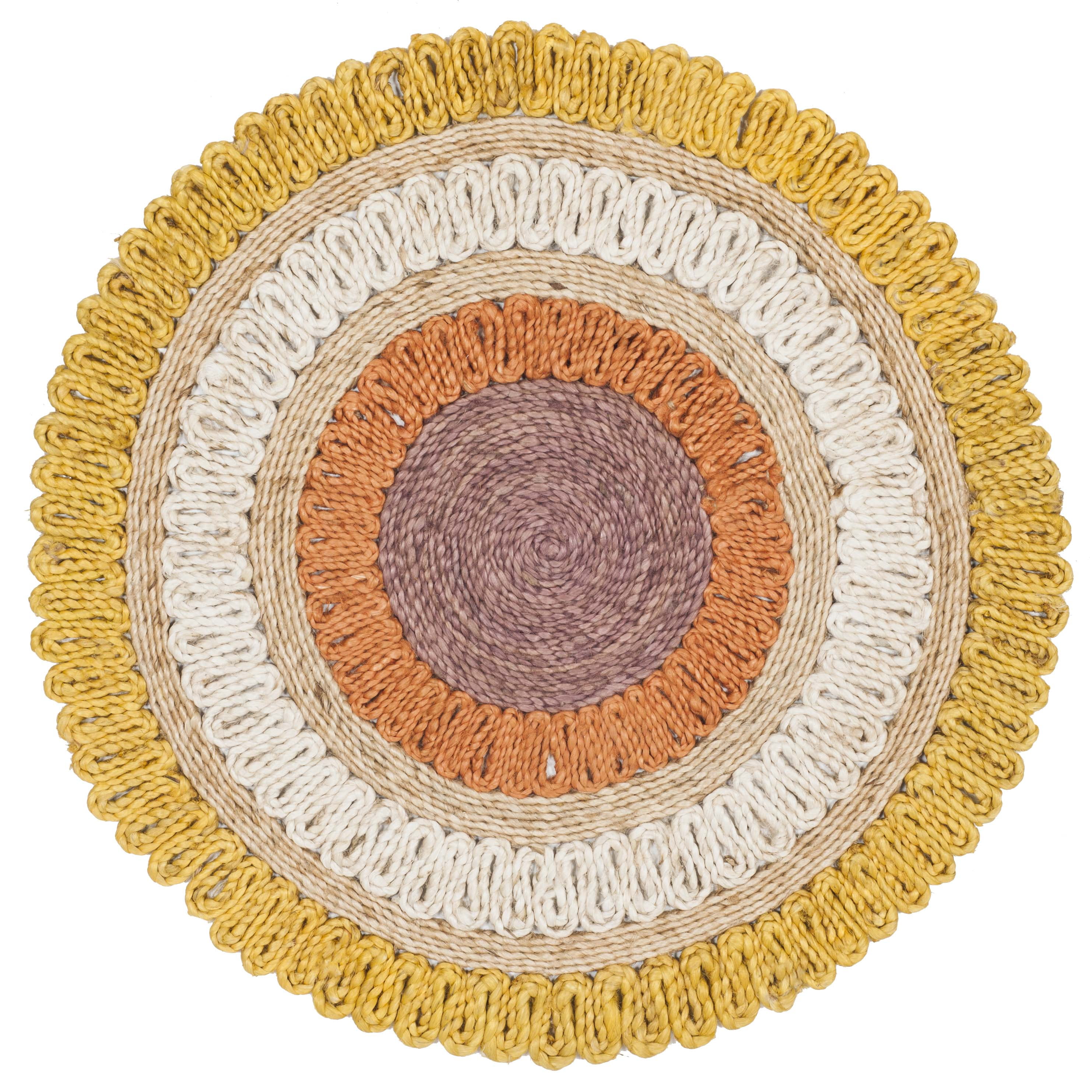 SAFAVIEH Natural Fiber Tanja Braided Jute Area Rug, Gold/Multi, 5' x 5' Round