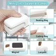 thumbnail image 2 of Mini Sealer 2 in 1 Portable Bag Sealer Bag Sealer Plastic Bag Sealer with Cutter Handheld Heat Sealer Sealing Machine for Food and Snacks Storage (White), 2 of 5