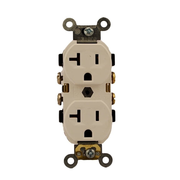 Leviton 5320-ICP 15 Amp, 125 Volt, Duplex Receptacle, Residential Grade, Grounding, All Screws Backed Out, Ivory