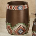 thumbnail image 2 of Valley View Wastebasket Multi Warm , Hand-painted, Made of Resin, shades of sage, chocolate, sand, russet, and indigo 10 Inches High, 2 of 5