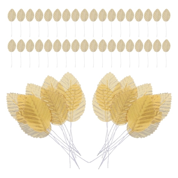 OUNONA 100Pcs Artificial Golden Leaf Decor for Flower Arrangements and Crafts