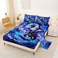 thumbnail image 2 of Feelyou Starry Sky Glowing Purple Cloud Dragon Queen Sheet Sets for Men Women Kids, Wildlife Bed Set, Blue Purple, 4pcs, 2 of 5
