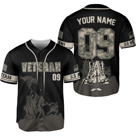 Custom US Army Baseball Jersey Veteran Jerseys for Men USA Flag Amry Baseball Jersey Camo America Shirts Jersey Army Military (S)