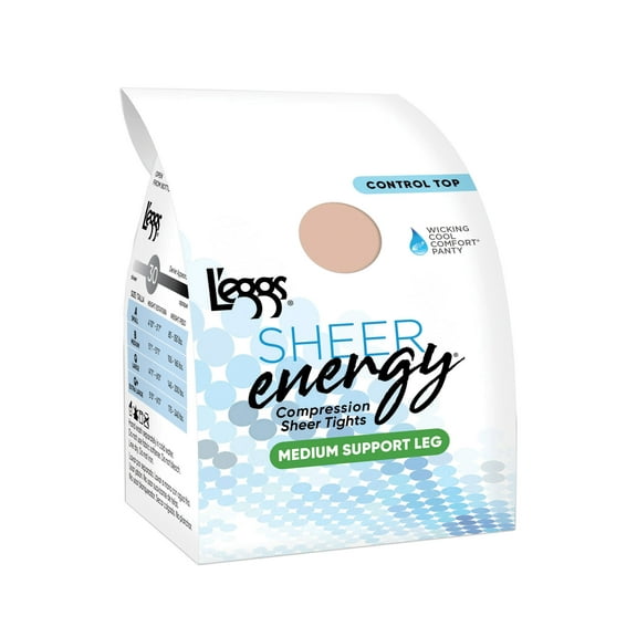 L'eggs Sheer Energy Control Top, Toe Pantyhose 6-Pack Nude A Women's
