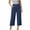 #06 Navy 【Mix & Match: Stock Up on Your Favorite Colors】, variant on Women's Casual Solid Cotton Blend 3/4 Length Pants, Elastic Waist Pull-On Trousers with Pockets, Comfortable Mid-Rise Capris for Everyday Wear, Summer Walking, Office, | TruBelle,Black L