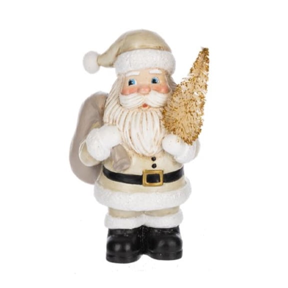 Ganz White Santa with Tree Christmas Figurine Small 5.5 Inch Multicolor