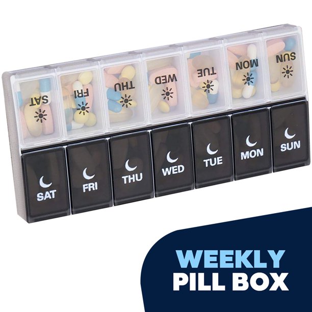 Pill Organizer, Weekly Large Pill Box 2 Times a Day, AM PM Pill Case