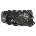 thumbnail image 2 of Women's 3" (75mm) Wide Boho Link Turquoise Silver Studded Leather Belt, 2 of 4