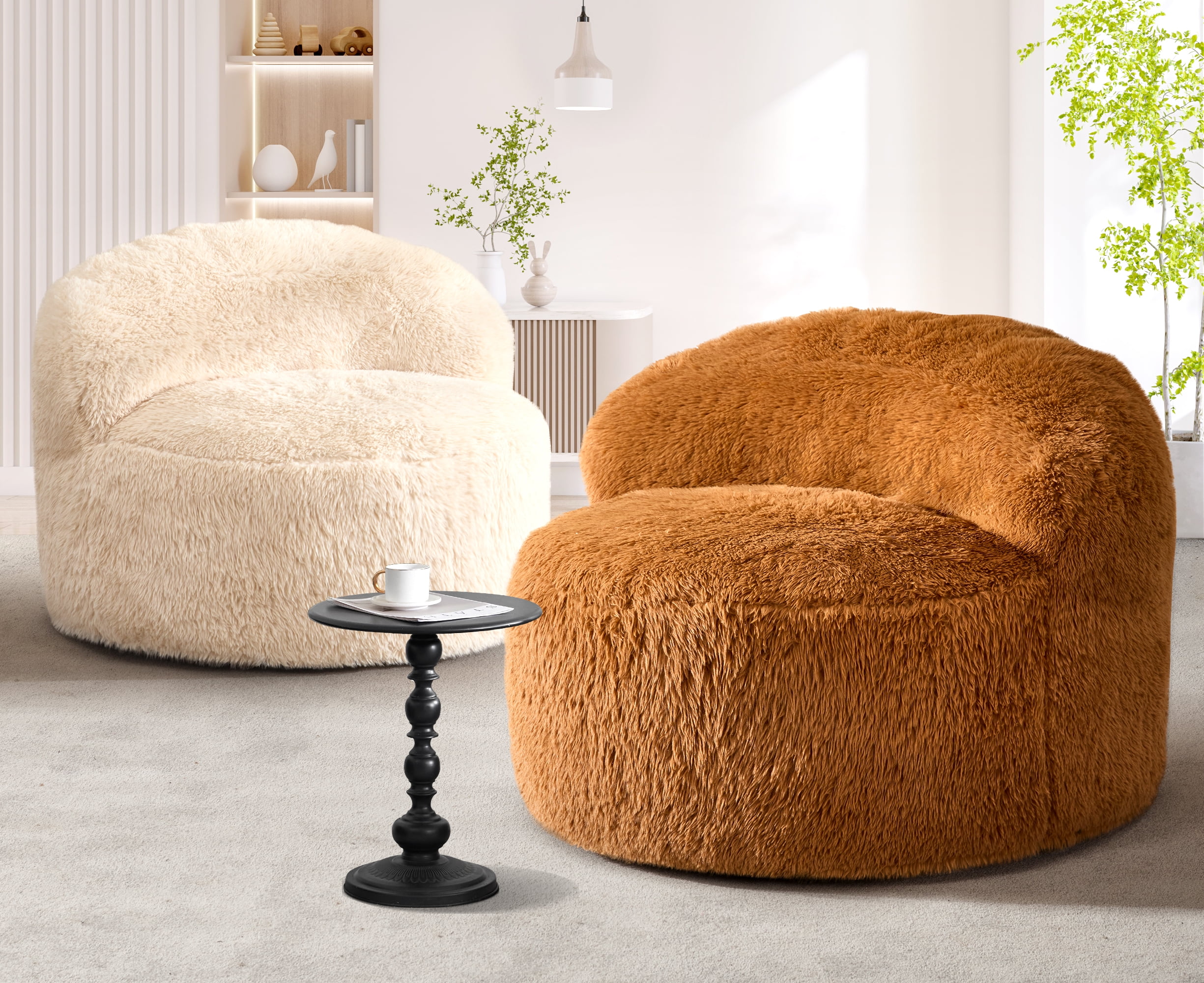 Hobestluk Giant Bean Bag Chairs for Adults Big Bean Bag Chair with Foam Filler Large Beanbags with Stuffed Back Lazy Sofa, White-Oversize