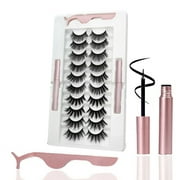 10 Pairs Magnetic Eyelashes with Eyeliner & Tweezer Kit, Natural Look, Strongest Hold, Waterproof, Reusable Lashes Set