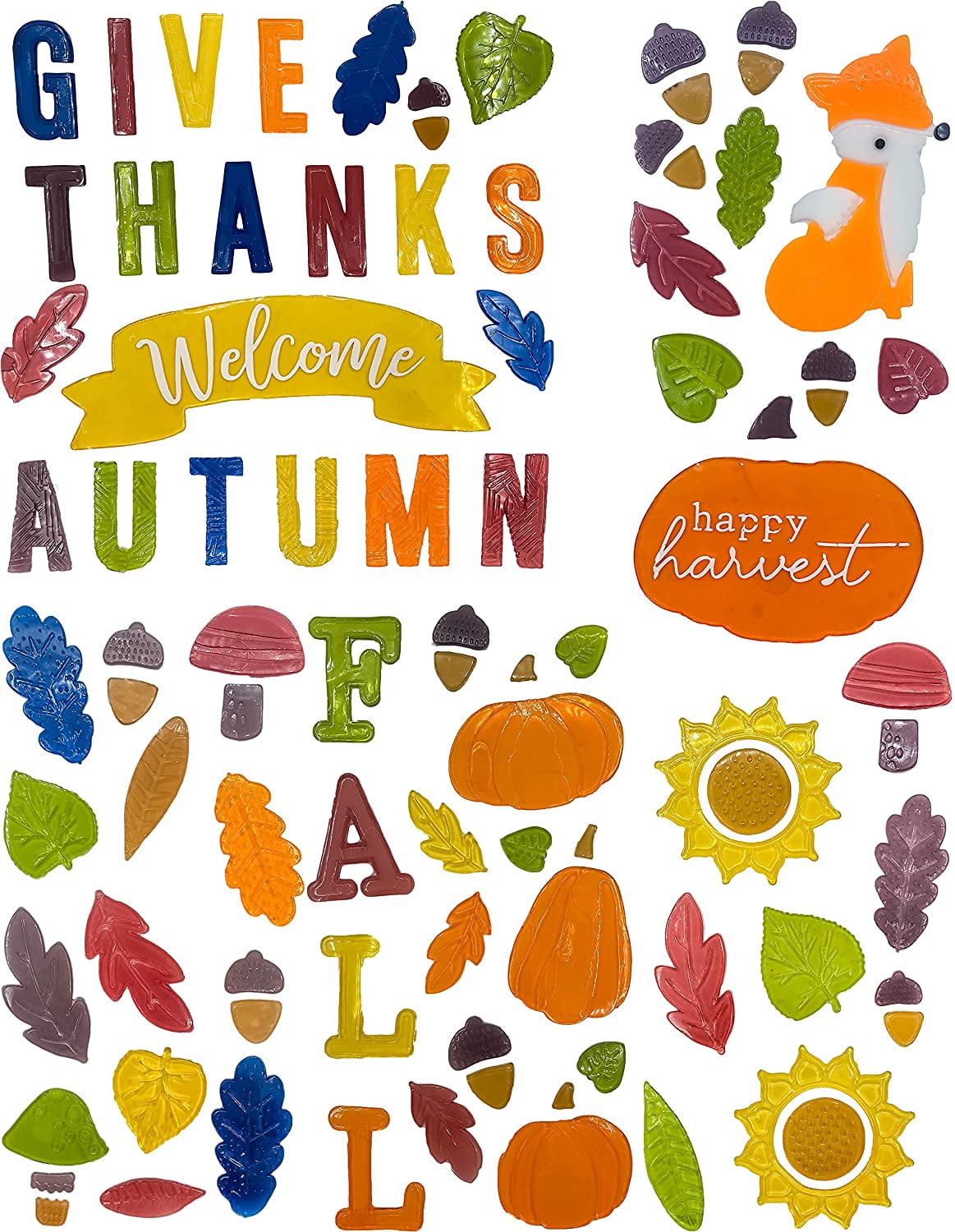 Details about   Thanksgiving Fall Christmas Gel Sticker Window Clings Decoration Decor Harvest 
