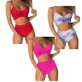 thumbnail image 2 of Women Two Piece Sexy Swimsuit Crisscross Front High Waisted Thong Floral Print, 2 of 3