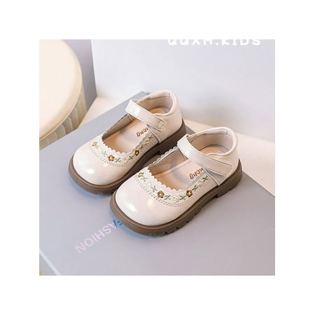 

Eloshman Kids Crib Shoe Comfort Princess Shoes Ankle Strap Flats Wedding Breathable Magic Tape Loafers Lightweight Mary Jane Beige 7C