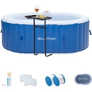 RELXTIME 2 Person Oval Inflatable Hot Tub Set Home Outdoor Spa with 100 Massage Jets 75 x 47 inch , Blue