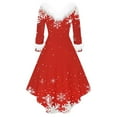 thumbnail image 4 of Dresses for Women Christmas Print V Neck Fringed Long Sleeved Fashion Casual Dress, 4 of 5