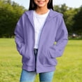 thumbnail image 5 of Nwiuh Sweatshirt Color Solid Zip Jackets Long Hoodie Top Boys Sleeve Up Girls Kids Boys Coat&jacket (Purple, 5-6 Years), 5 of 5