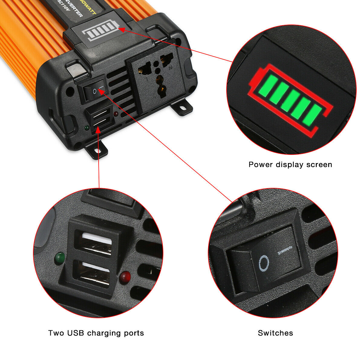 Solar Panel 50W 12 Volt DFITO Portable Solar Panel Charger, With 400W Inverter Controller Suitable For Rv/Car/ Boat/Greenhouse/Dry Camping/ Garde /Shed/Cabin/ Gate Opener