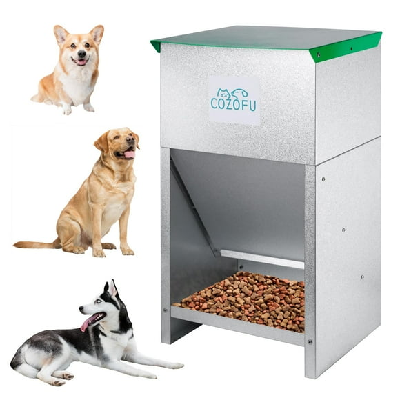 Comedero para perros COZOFU automático de metal galvanizado con capacidad de 11 kg