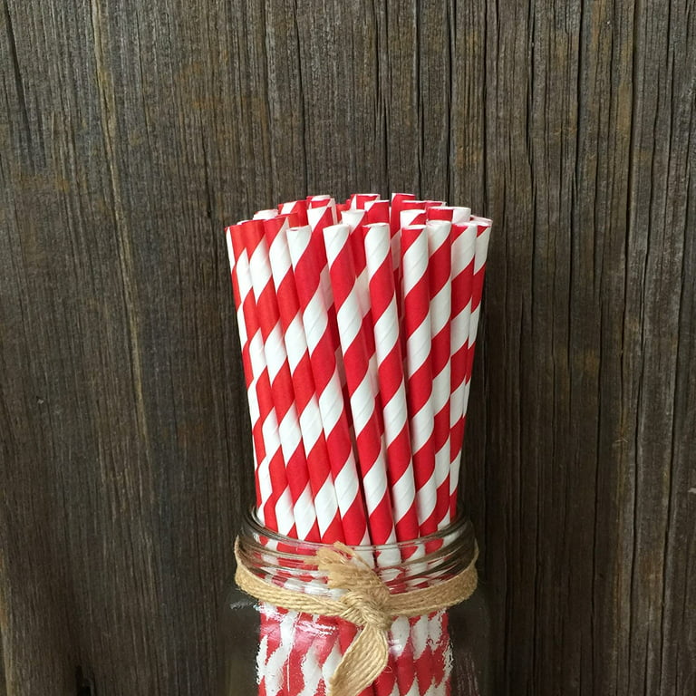 Christmas Paper Straws Foil Red Striped Drinking Straws - Temu
