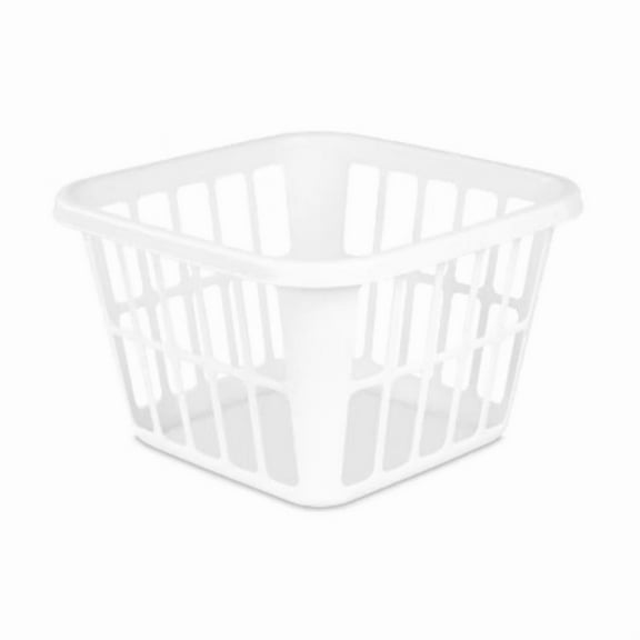 1.25bu Laundry Basket White: Plastic Clothes Hamper with Built-In Handles, Medium Size, Portable Storage