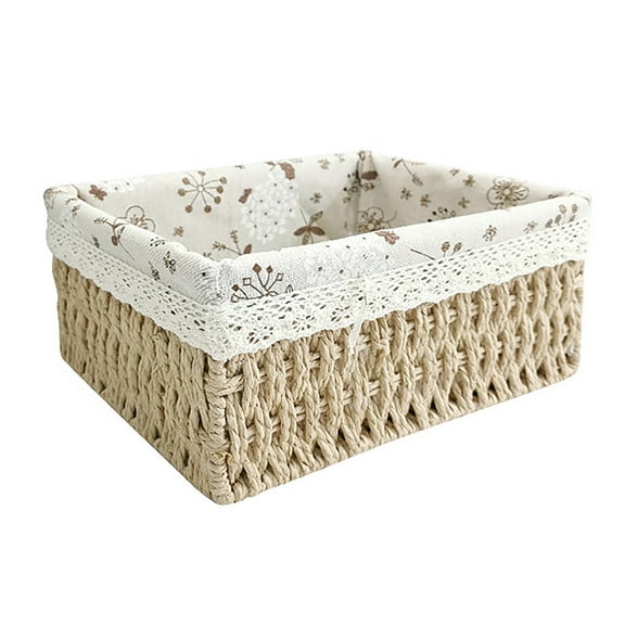 Handmade Storage Basket Wicker Baskets for Organizing Shelf Baskets Woven Decorative Home Storage Bins Beiges